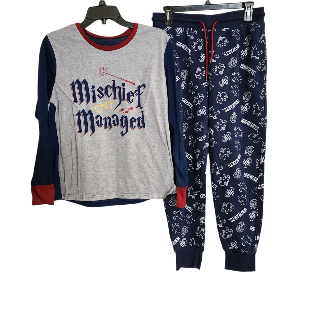Harry Potter Hogwarts Pajama Set Big Boys Sz M Drawstring With Pocket And Top
